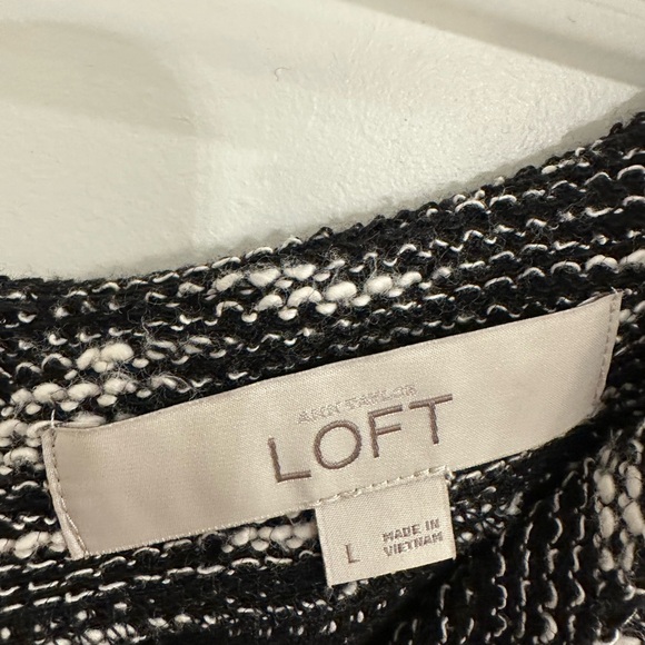 LOFT Black and White Textured Mini Dress - Picture 2 of 3